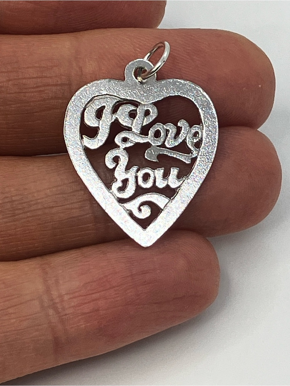 Vtg 925 Sterling Silver Vintage I Love You Heart Cutout Charm